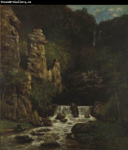 Gustave Courbet Landscape with Waterfall